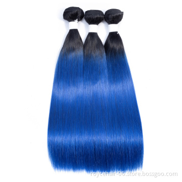 100% Virgin Remy Brazilian Human Hair Bundles  Ombre Color Human Hair Bundles  OT Blue Hair